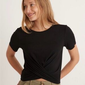 EUC Marine Layer Lexi Rib Knit Twist Black Short Sleeve Top Sz XS